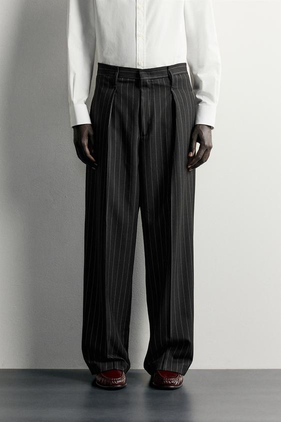 PANTALON PLI COSTUME RAYURES - Noir | ZARA France