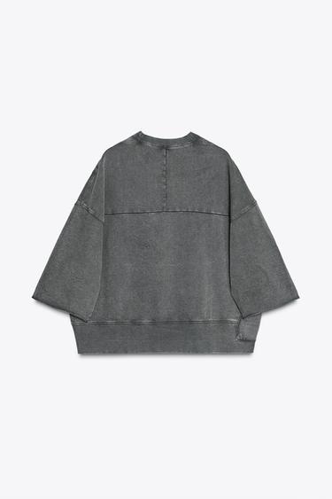 SWEAT EFFET DÉLAVÉ - Gris foncé de Zara - Image 5