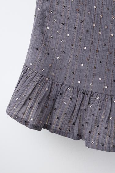JUPE DRAPÉE À PAILLETTES - Gris anthracite de Zara - Image 3
