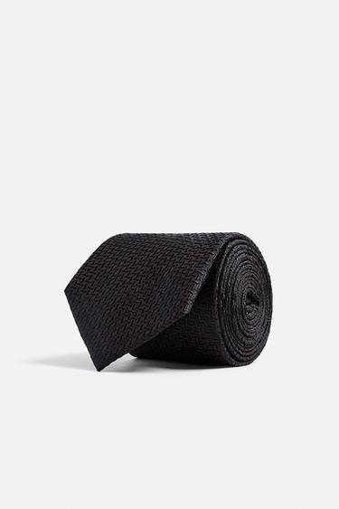 100% SILK JACQUARD TIE - Brown by Zara
