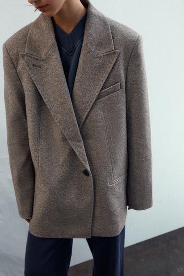 BLAZER ESPIGA OMBREIRAS - Marrón / Toupa de Zara