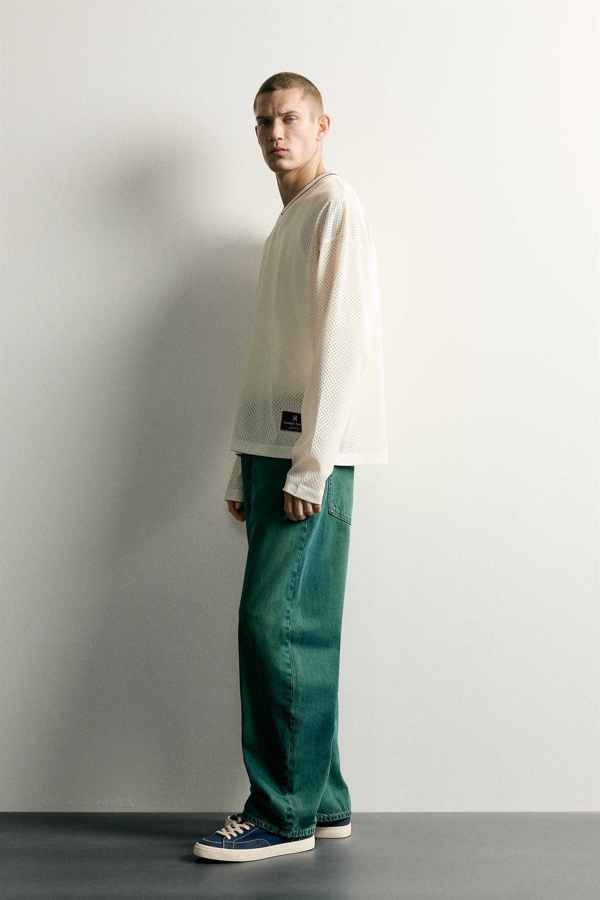 Zara RELAXED FIT AĞ DOKULU T-SHIRT görsel 4