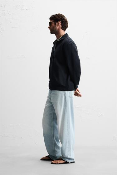 SWEAT COL ZIPPÉ BASIQUE - Bleu marine de Zara - Image 3