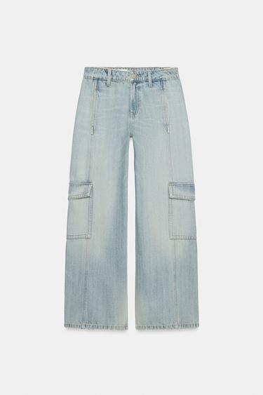 TRF 미드라이즈 카고 청바지 - Zara 라이트 블루