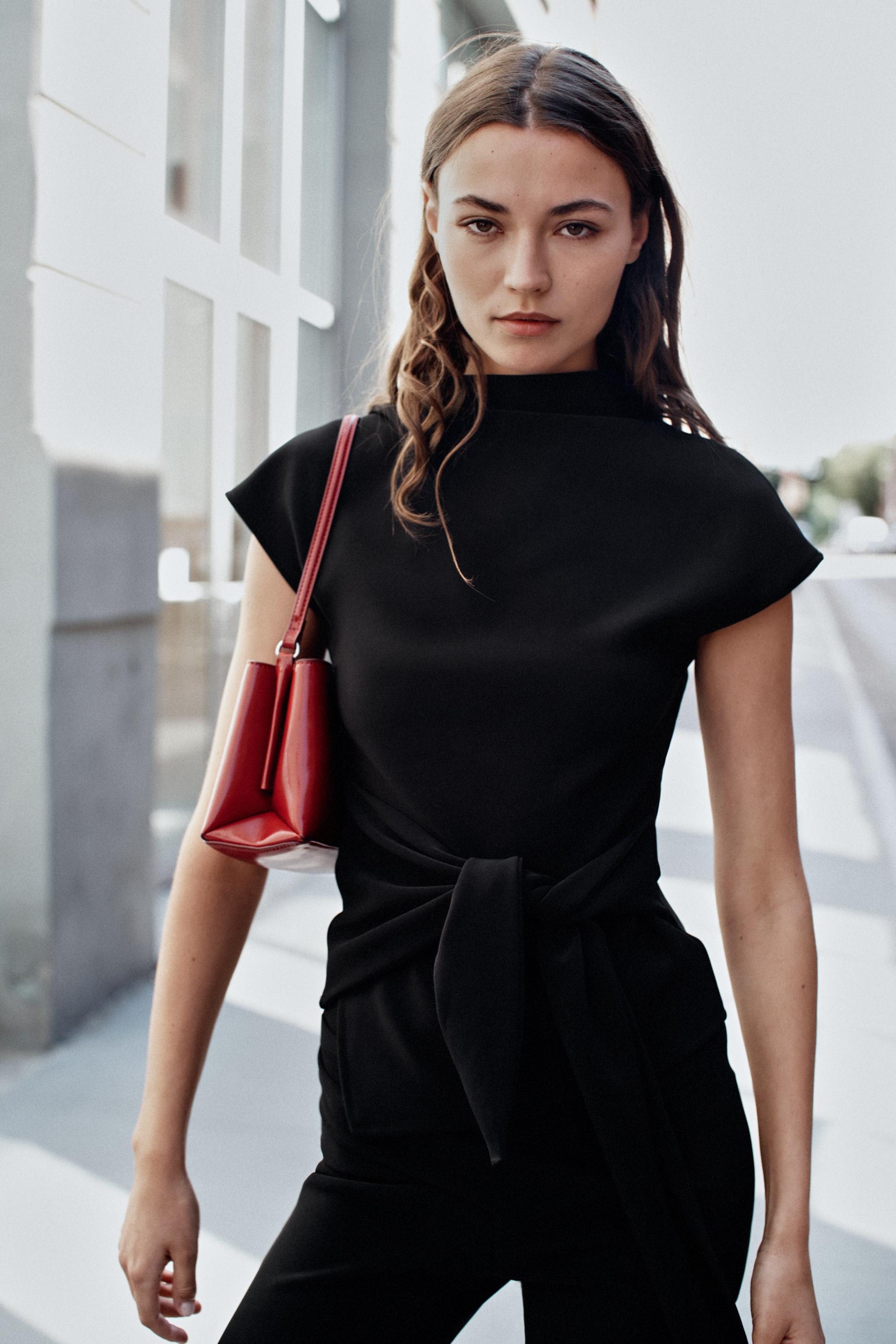 Zara DRAPELİ KUŞAKLI TOP görsel 4