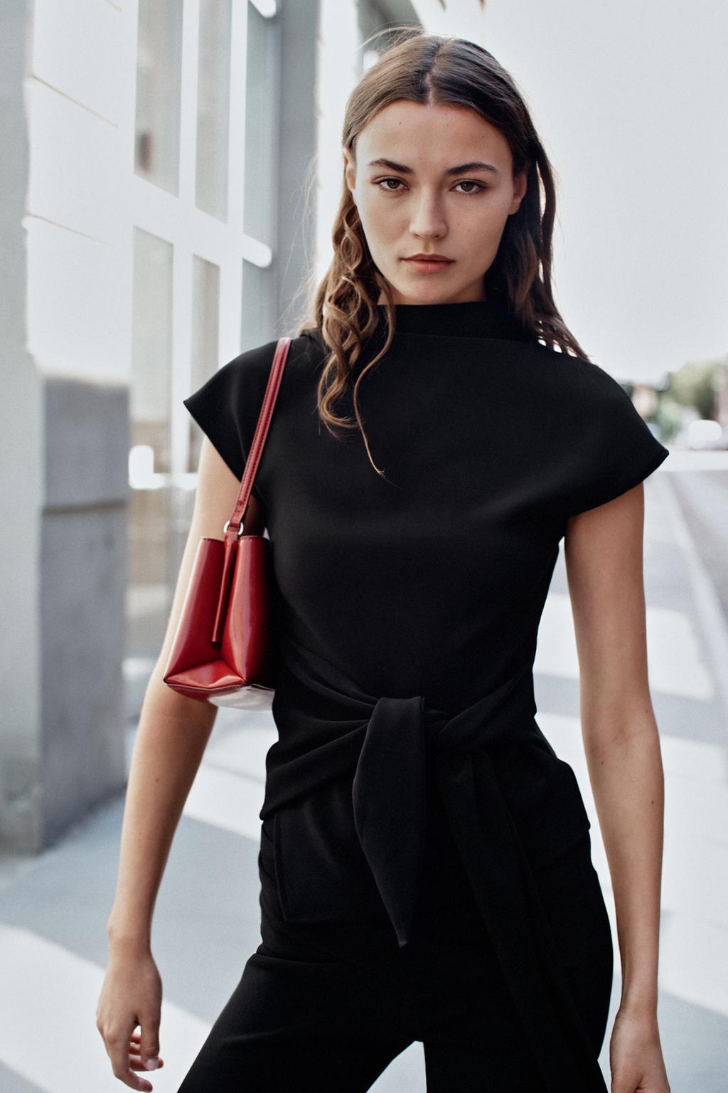 DRAPED TOP WITH WAISTBAND