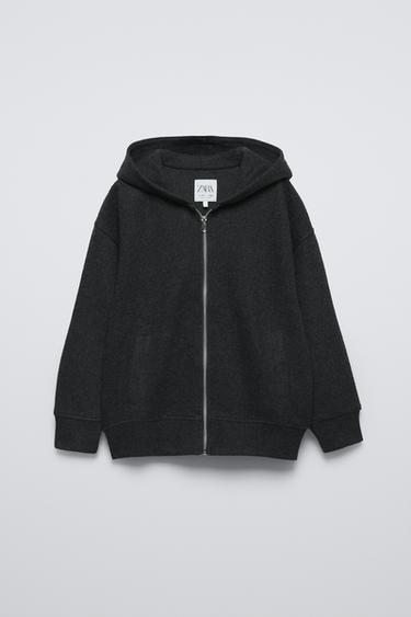 Zaras SOFT TOUCH-SWEATSHIRT MED DRAGKEDJA - Gråmelerad grå