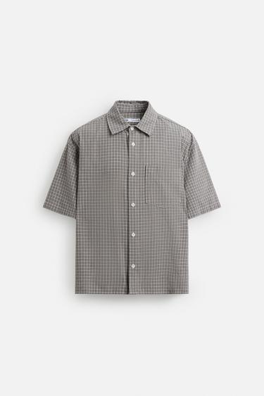 TEXTURED CHECK SHIRT - Anthracite grey by Zara