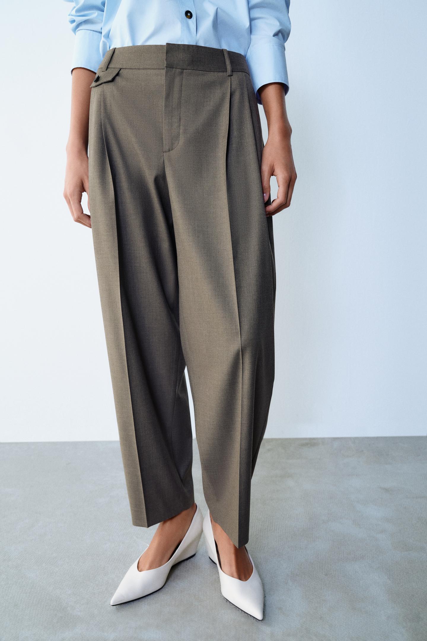 Женские брюки Zara Pleated Carrot, цвет: Коричневый — фото 6