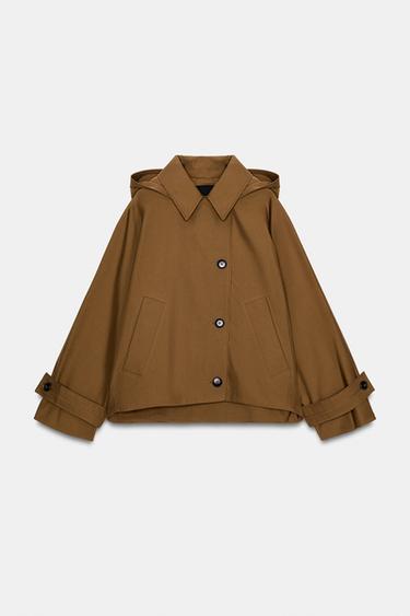 WATER-REPELLENT SHORT TRENCH COAT ZW COLLECTION - camel by Zara