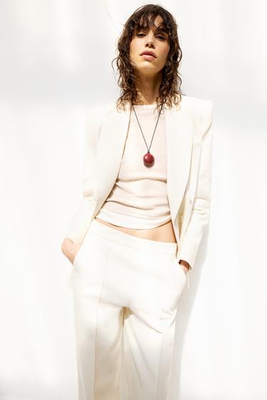 Zara DOUBLE-BREASTED BUTTON BLAZER - Ecru