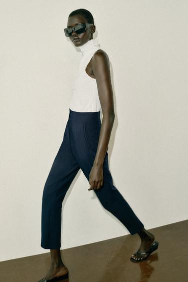 HIGH-WAIST TROUSERS - Navy blue by Zara