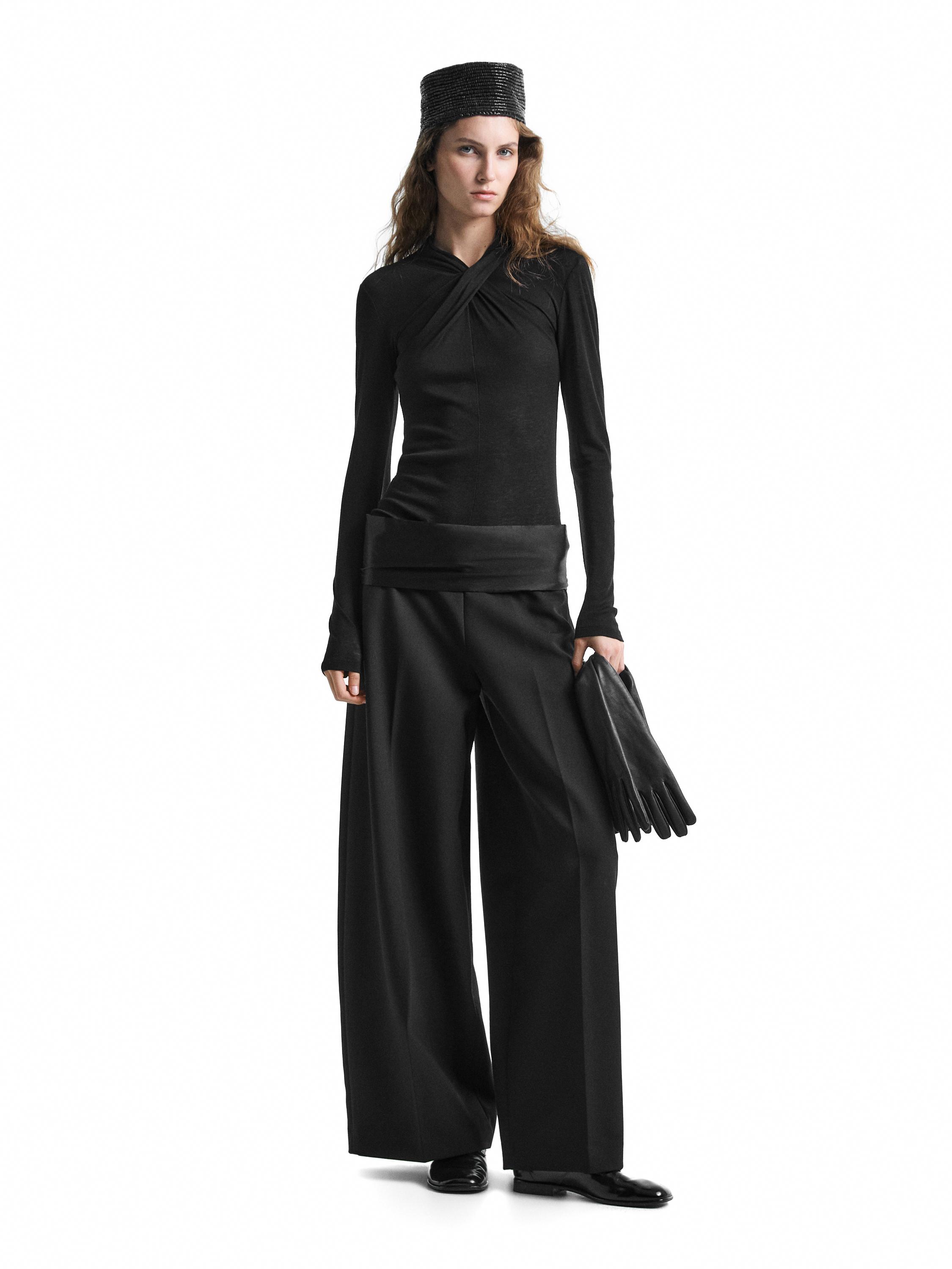 Lyocell and wool crossover top