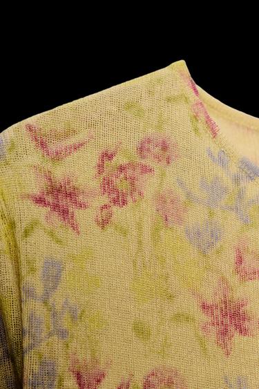 Zara FLORAL PRINT KNIT TOP - Multicolored