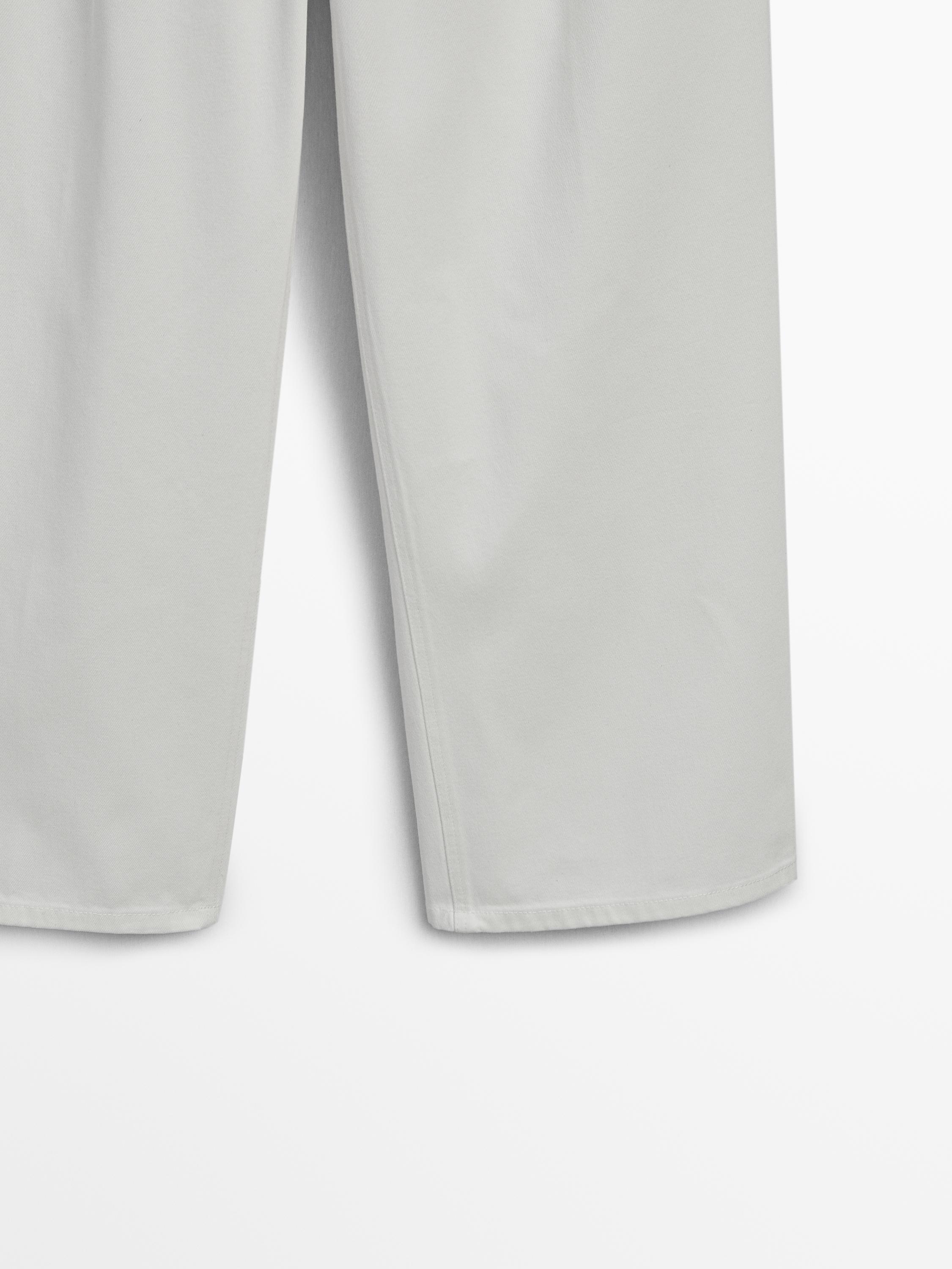 Twill cotton trousers with double darts - White | ZARA