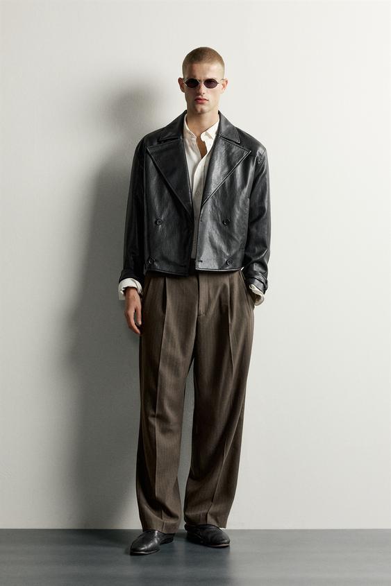 Jacke in Cropped Fit mit Lederoptik - Schwarz von Zara - Bild 0