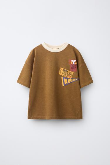 CONTRAST NECK T-SHIRT — Toffee 1