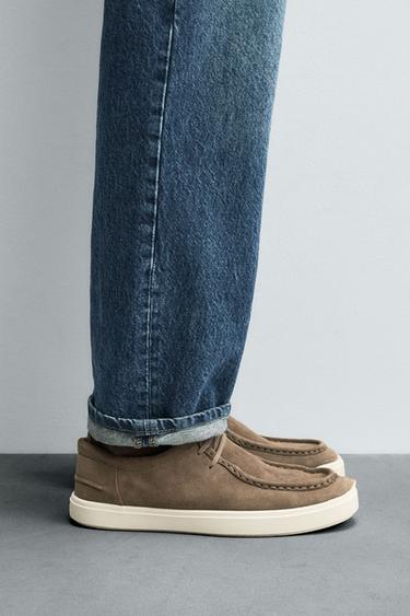 CASUAL LEATHER SHOES - Taupe Grey by Zara
