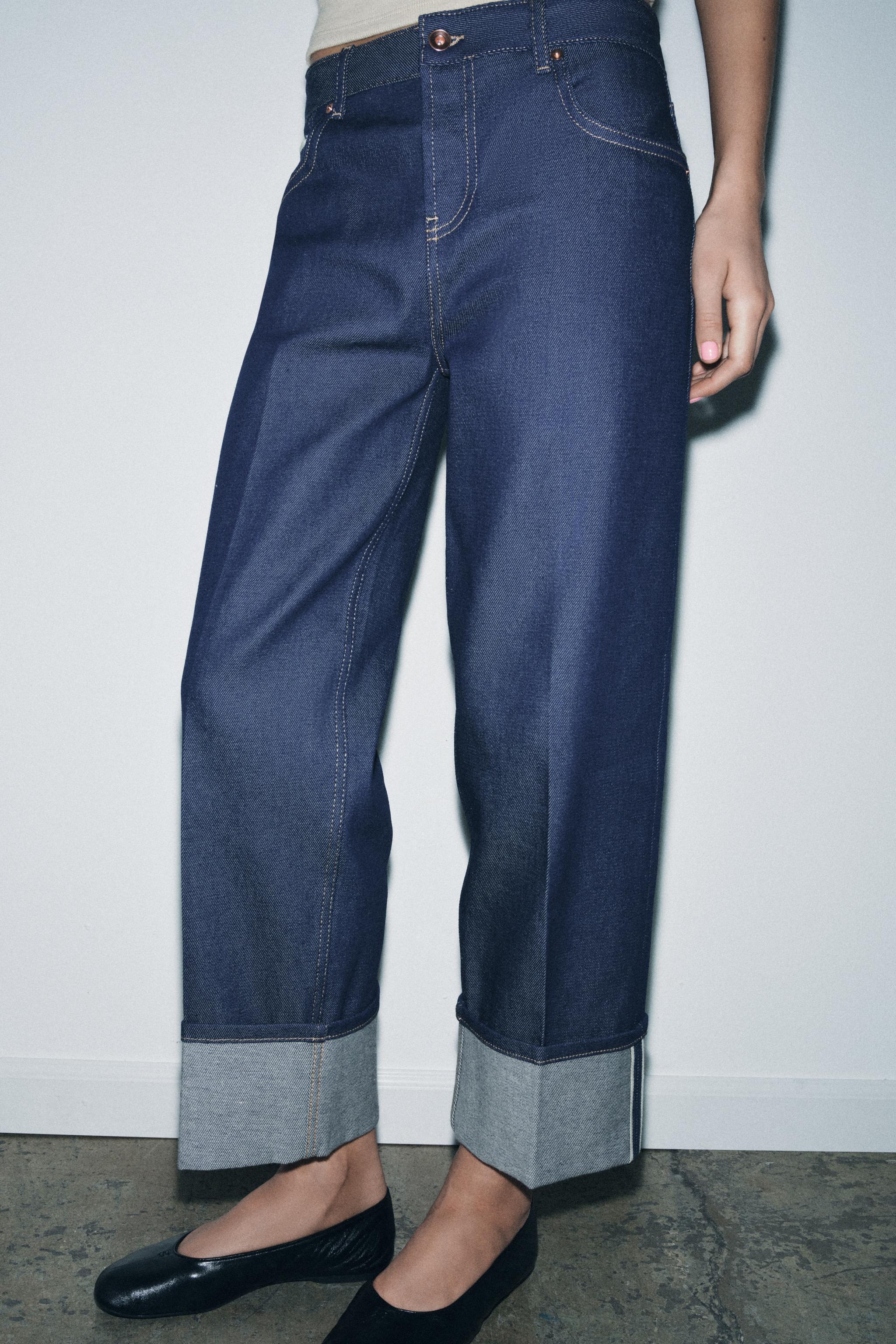 ZW Collection Selvedge LOW-Rise Jeans - Blue