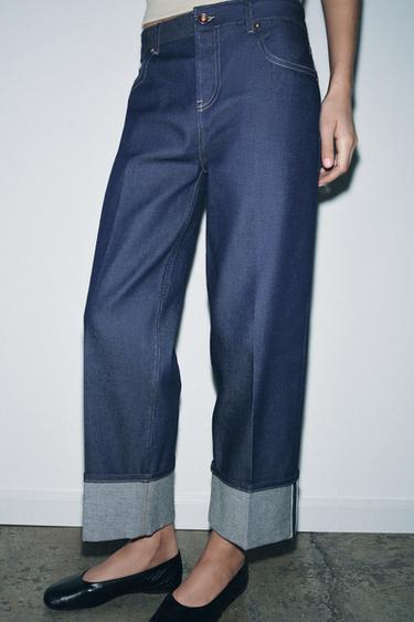 ZW COLLECTION SELVEDGE LOW-RISE JEANS - Blue by Zara - Image 1