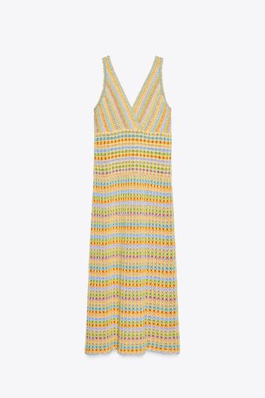 ROBE LONGUE EN MAILLE CROCHET - Multicolore de Zara - Image 4