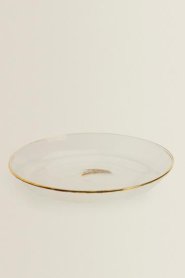 Zara BOROSILICATE GLASS SIDE PLATE WITH RIM - Gold