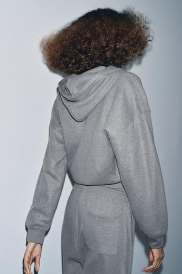 SWEAT À CAPUCHE CÔTELÉ DOUX - Gris moyen de Zara - Image 2