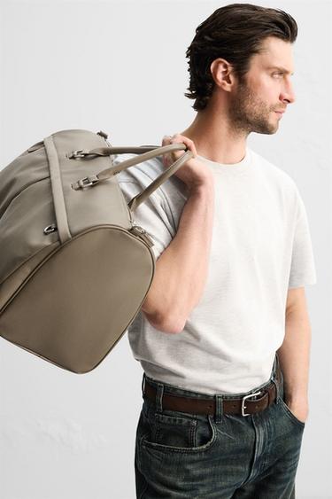 TEXTURED TRAVEL BAG - Taupe Grey by Zara - Image 0