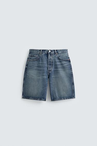 STRAIGHT-LEG DENIM BERMUDA SHORTS - Blue by Zara