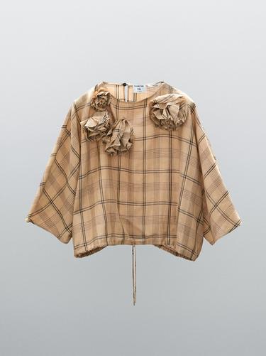 Zara Blouse with floral and check print - STUDIO - Dark mink