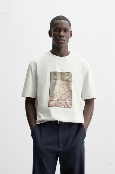 @RAFAEL MOURA PHOTO T-SHIRT - Pearl grey by Zara