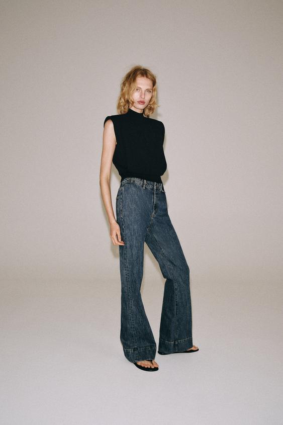 Zara OPEN BACK KNIT TOP - Black - Image 0