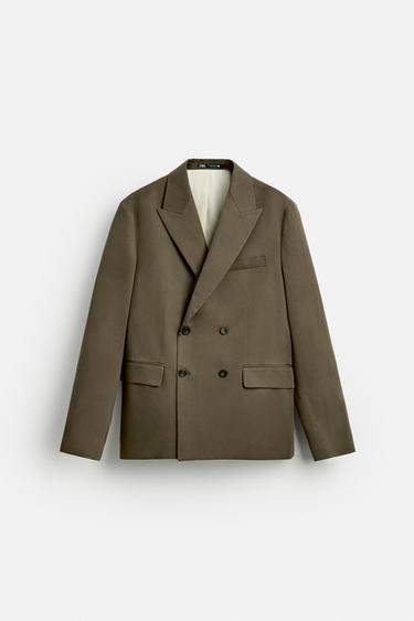 BLAZER CRUZADA TRAJE ALGODÓN - LYOCELL - Tostado de Zara