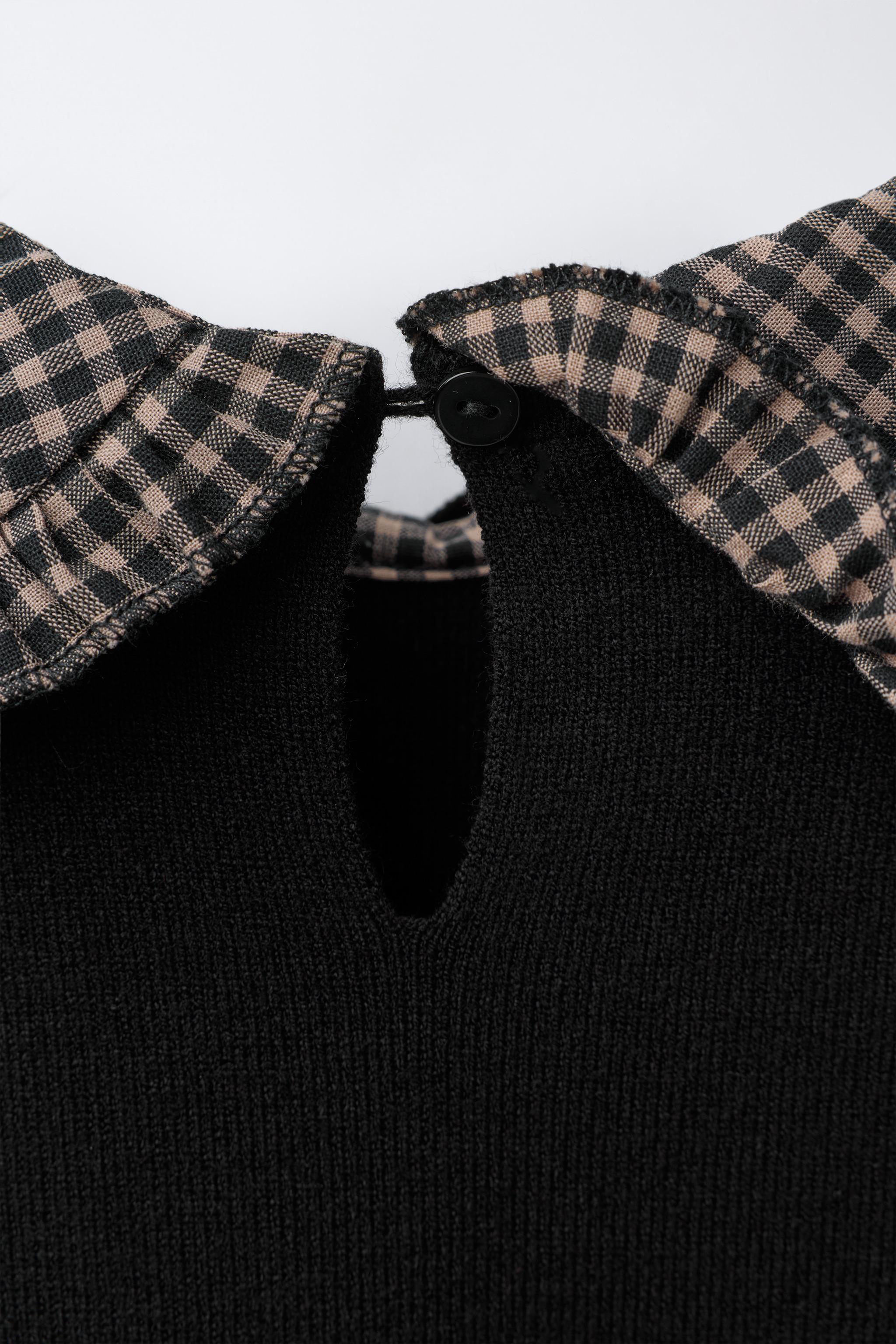 ROBE EN MAILLE À COL CARREAUX VICHY