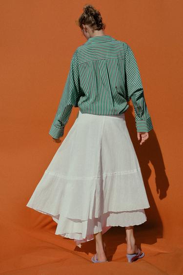 ASYMMETRIC RUSTIC FABRIC SKIRT - Ecru by Zara - Image 2