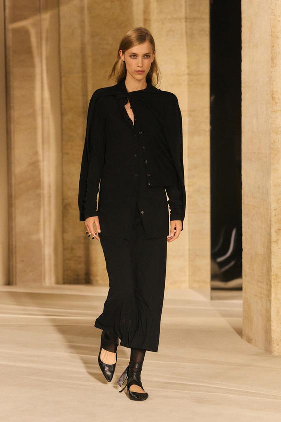 Zara Stretch long wool blend shirt - LIMITED EDITION - Black - Image 0