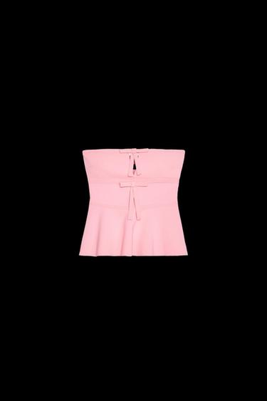 Zara STRAPLESS BOW TOP - Pink - Image 0