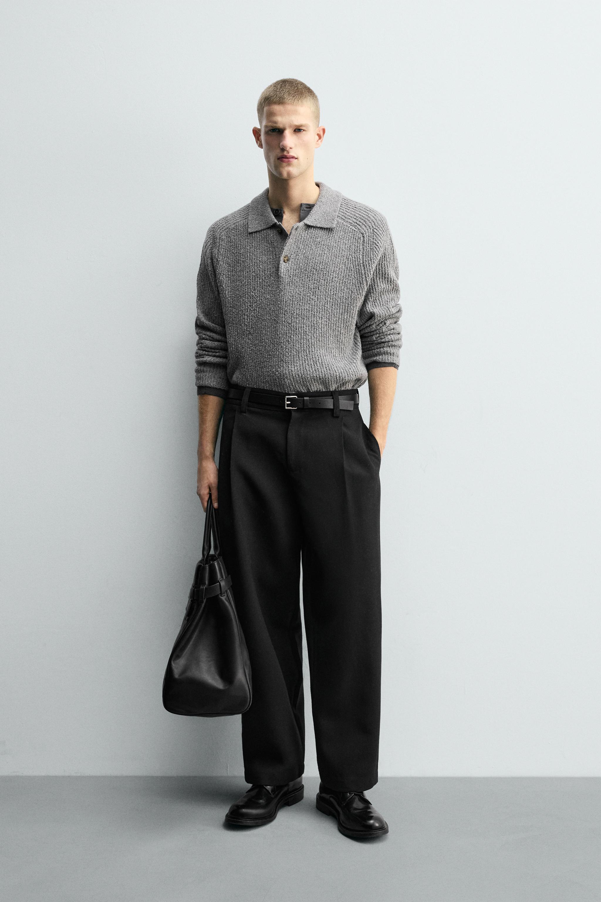 BOUCLÉ TEXTURED KNIT POLO SHIRT - Gray | ZARA United States