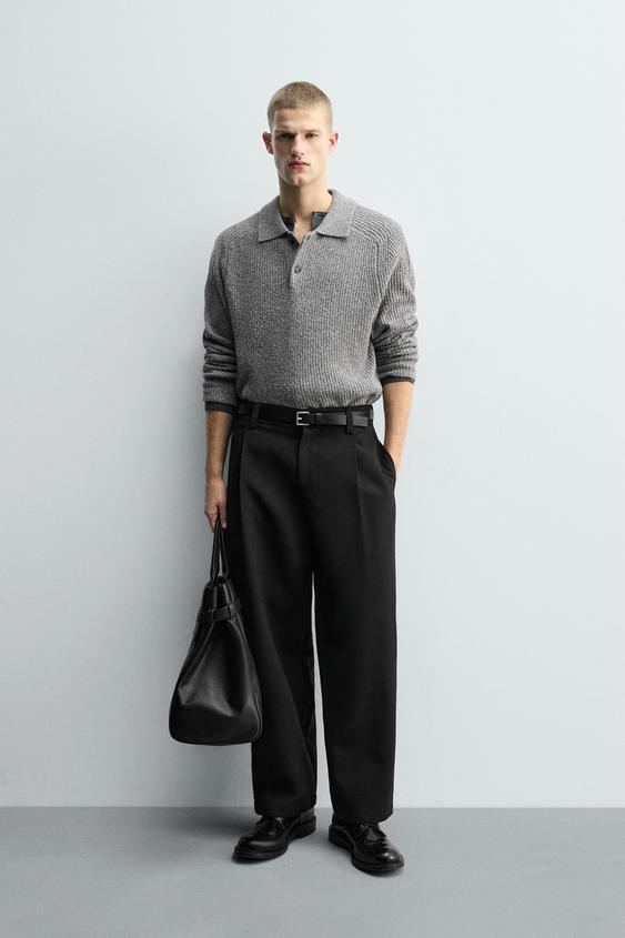 BOUCLÉ TEXTURED KNIT POLO SHIRT