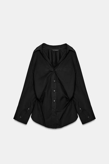 CAMISA POPELÍN OVERSIZE  - Negro de Zara