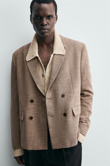 TEXTURED DOUBLE-BREASTED BLAZER - Mid-camel de Zara - Image 5