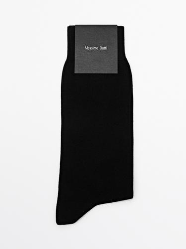 Zara Plain knit cotton blend socks - Black