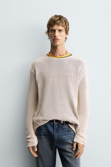 TEXTURED KNIT SWEATER - Stone by Zara