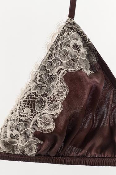 BRASSIÈRE AVEC SOIE ET DENTELLE - Marron de Zara - Image 6