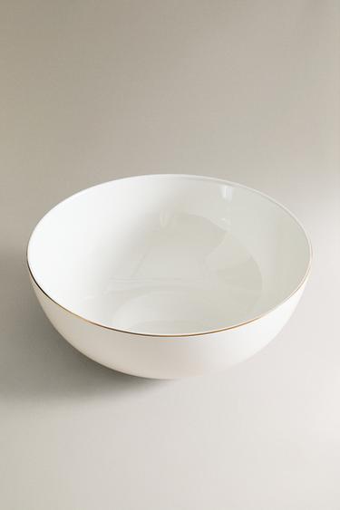 PORCELAIN SALAD BOWL WITH GOLD RIM - Gold by Zara - Image 1