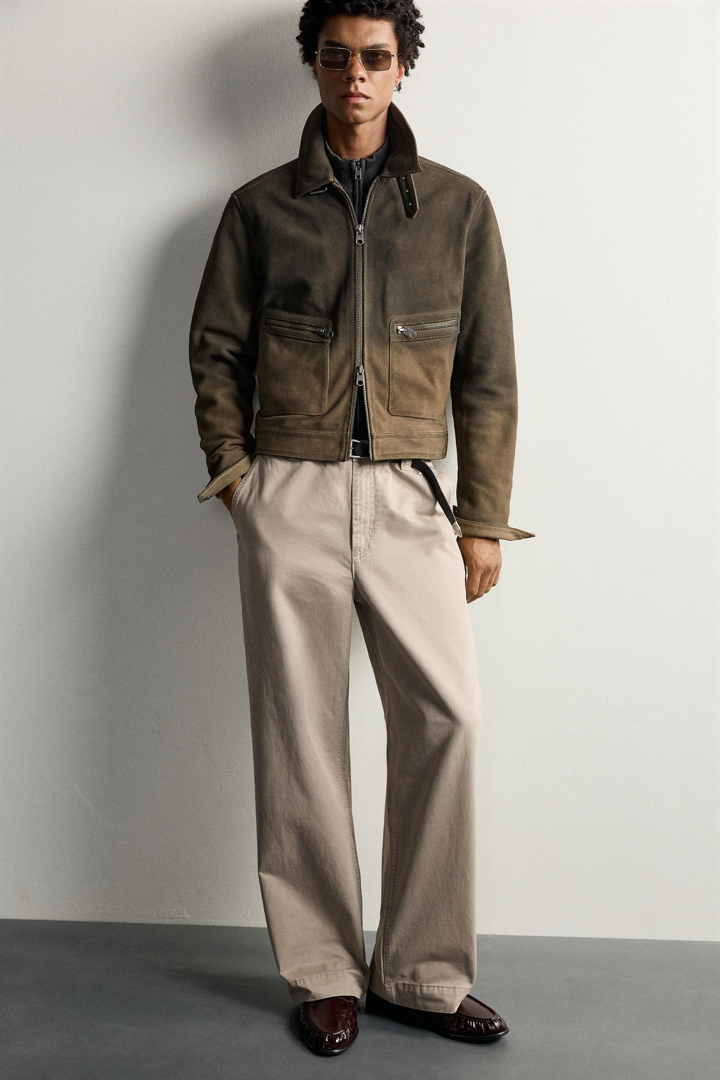 Мужские брюки Zara Washed Relaxed Fit Chino, цвет: Серо-коричневый коричневый — фото 5