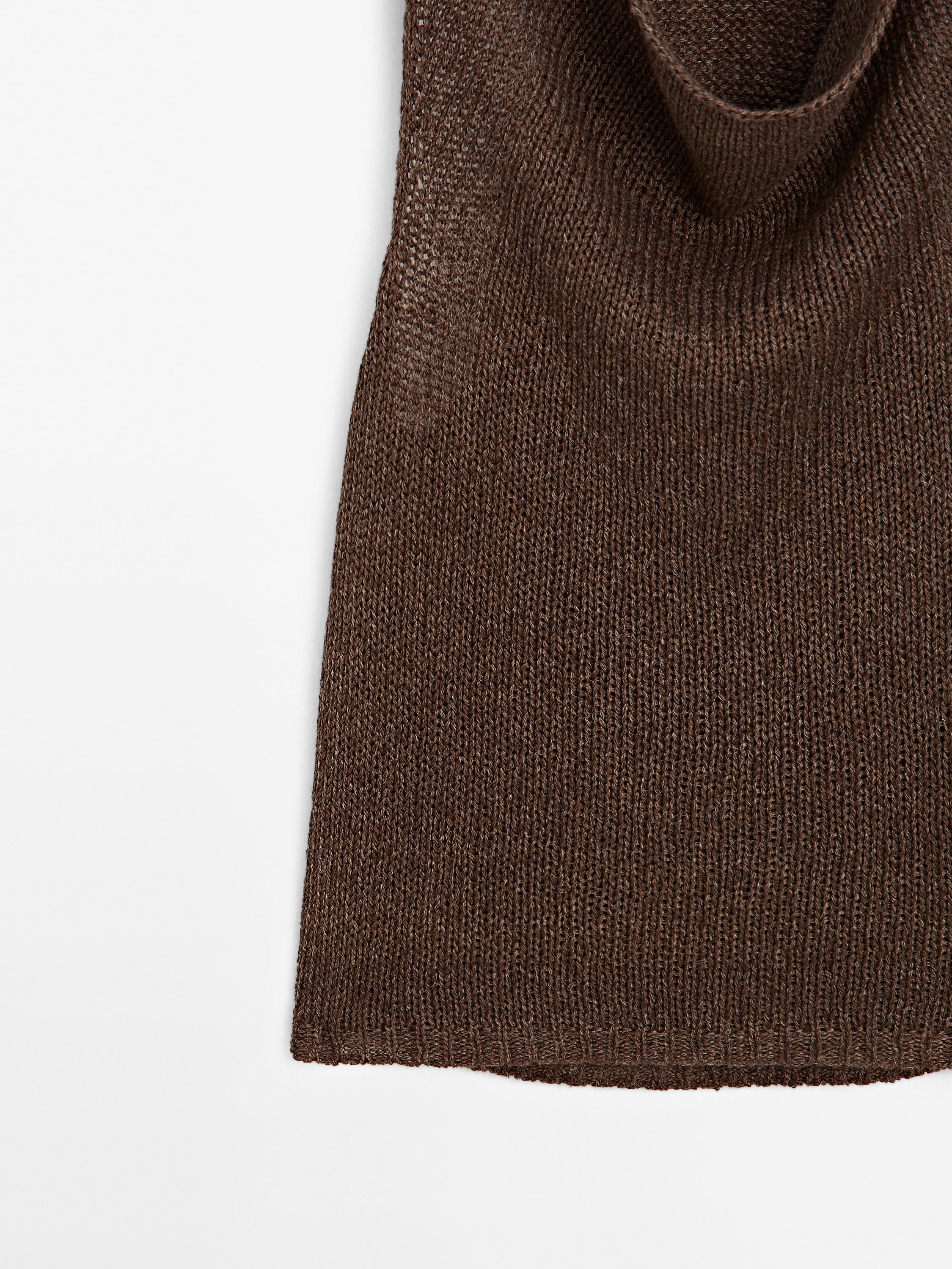 Linen blend knit halter top