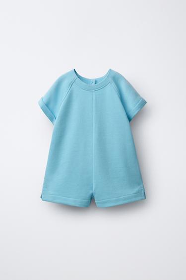 MONO CORTO FELPA LISO - Azul claro de Zara - Imagen 0