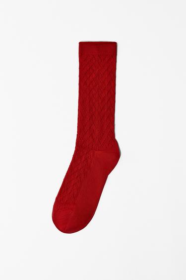 OPENWORK VISCOSE SOCKS - Red by Zara
