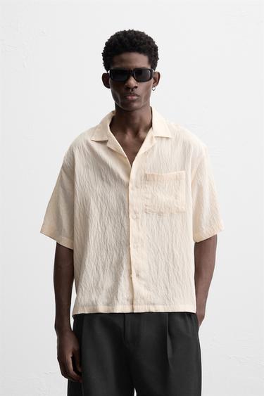 STRIPED TEXTURED SHIRT - Sand by Zara - Image 1